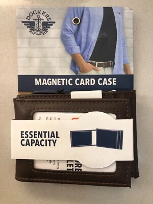 Dockers Men's Genuine Leather Magnetic Money Closure Front Pocket Wallet Brown - Image 1 of 3