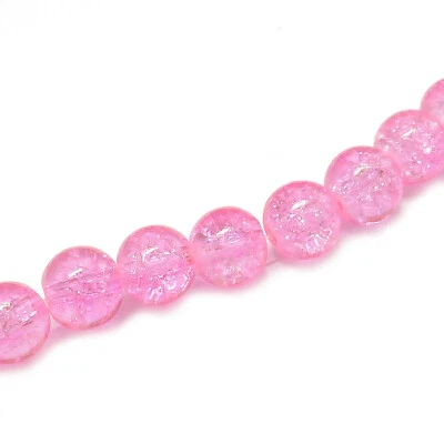 Glasperlen Crackle rund 8 mm rosa ca. 105 Perlen Spacer nenad-design - Bild 1 von 4