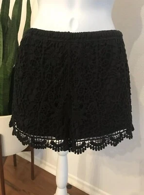 Brandy Melville Women’s Black Crochet Lace Elastic Waist Shorts Size S* - Image 1 of 4