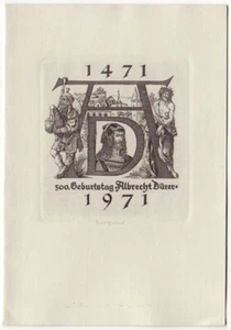 OSWIN VOLKAMER: Neujahrsgraphik P. F. 1971, "500. Geburtstag Albrecht Dürer" - Afbeelding 1 van 1