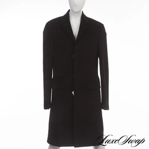 NWT Richmond X Solid Black Cashmere Blend Flannel Long Top Over Coat 48 Italy NR - Picture 1 of 8