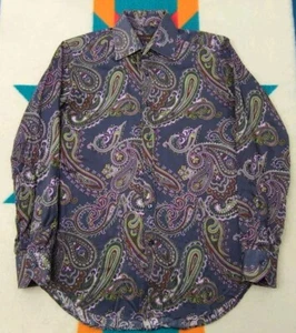 Etro Made In Italy Floral Dress Shirt Long Sleeve Button Up Flower Sz 38 Medium - Picture 1 of 5