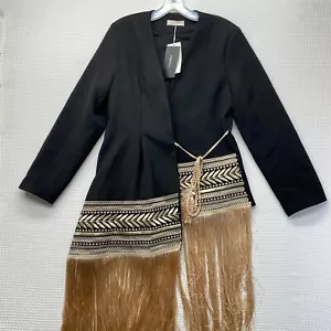 Twotwinstyle Blazer Black Dress Jacket Womens With Noticeable Tassel SZ XL - Picture 1 of 11