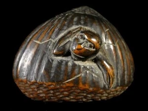 Japan antique chestnut Monkey Netsuke sagemono inro ojime  - Picture 1 of 7