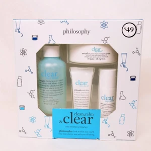 PHILOSOPHY: CLEAN, CALM & CLEAR ACNE TREATMENT SET. 3.75FLOZ+1OZ. ORG$49 SALE$39 - Picture 1 of 1