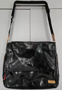 Storksac Baby Changing Bag with Changing Mat & Keyring, Black Patent, 38x33x12cm - Picture 1 of 22