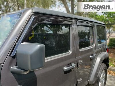 Finestrino Deflettori Per Jeep Wrangler 2018 + Tinto Pioggia Protezione Adesivi - Immagine 1 di 4