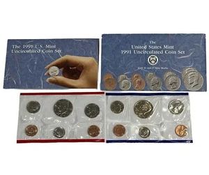 1991 Set monete non in circolazione USA 1991 P&D (ogp) 10 monete - Foto 1 di 16