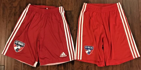 Lot of 2 FC Dallas Authentic Shorts Adidas Boy's Size Small Red climalite Soccer Cover