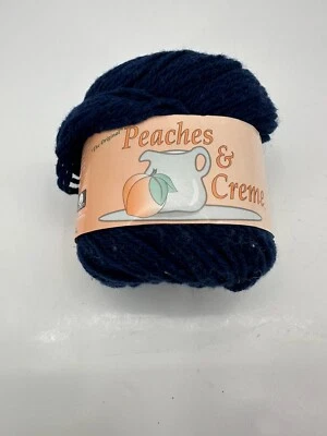 Peaches & Creme Solid 4 Medium Cotton Yarn Bright Navy NIP - Image 1 of 2