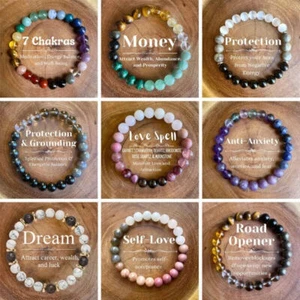 Classic Natural Stone Wealth Love Lucky Bracelets Bangle for Men and Women Gift - Picture 1 of 27
