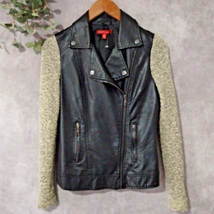 Saks Fifth Avenue Jacket XS Faux Leather Moto Biker Motorcycle Zippers Y2K - Picture 1 of 7