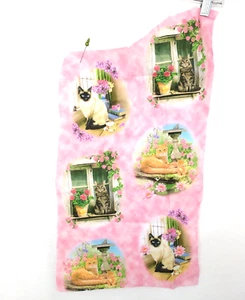 12 by 18 inches 12 x 18 in Cotton panels 3 Cat scenes on pink background Sew - Picture 1 of 13