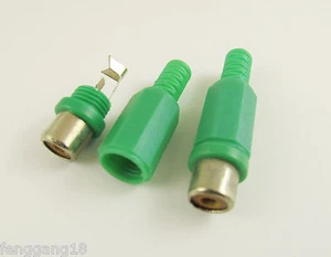 10x RCA Phono Hembra Enchufe Tipo Soldadura Audio Video Cable Conector Verde Hágalo Usted Mismo - Imagen 1 de 2