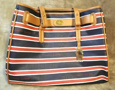 Bolso de mano Tommy Hilfiger a rayas rojo blanco y azul para mujer Foto 1 de 3