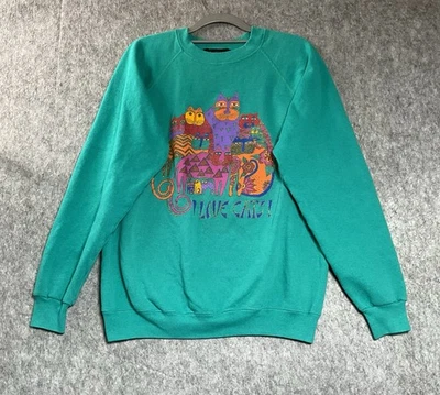 Sudadera Suéter Vintage Mujer Grande Verde I Love Cats Gatito Gato Mamá Retro EE. UU. Foto 1 de 4