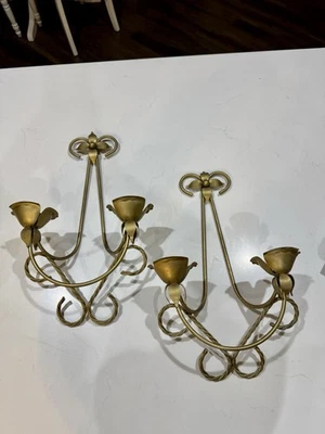 2 Arandelas de parede de bronze MCM VINTAGE, design de tulipa Homco - Imagem 1 de 4