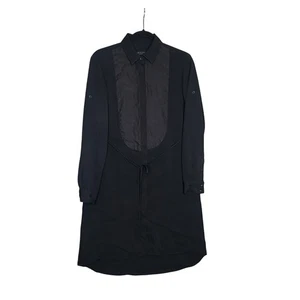 Rag & Bone Black Tuxedo Front Shirt Dress Long Sleeve Tie Waist Midi Size 4 - Picture 1 of 8
