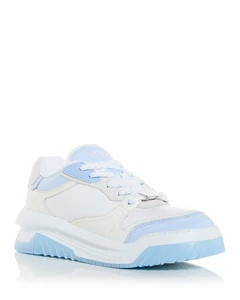 Versace Odissea Leather Low Top Sneakers Men 46 White/Light Blue Lace Up Closure - Picture 1 of 19