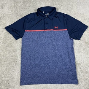 Under Armour Camicia Uomo Grande Blu Navy Rosso Playoff Polo HeatGear Golf Atletica - Foto 1 di 10