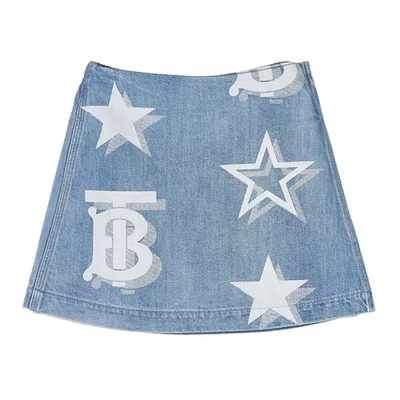 Burberry Girls TB Star Print Denim Skirt 8061233 C KG3 MARIAH TB STAR 45575139 - Image 1 of 4