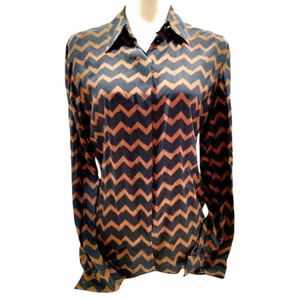 Camisa Blusa Gianni Versace Couture Mujer 40 (4 EE. UU.) Negra Marrón Georgette Seda - Imagen 1 de 14