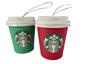 Starbucks Mini Kaffee Weihnachtstasse Ornament 2er Set Rot & Grün Top Zustand - Bild 1 von 8