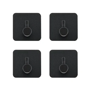 4Pcs Space Aluminum Black Adhesive Hooks for Ceramic Tile Glass Marble Plastic - Picture 1 of 12