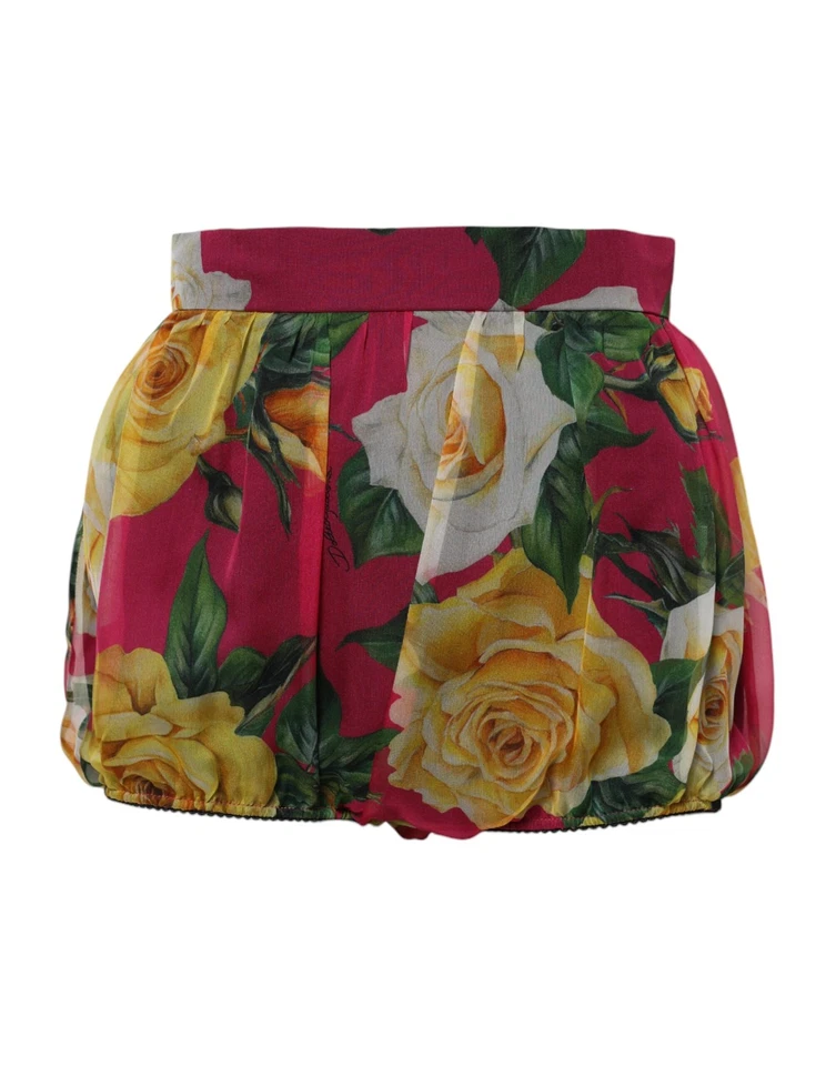 Dolce & Gabbana Red Floral High Waist Women Hot Pants Women's Shorts Authentic - Image 1 of 4