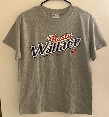 Camiseta gris vintage Rusty Wallace #2 Penske Racing South Nascar para hombre talla S Foto 1 de 4