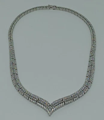 COLLANA IN ARGENTO 925 COLLIER SEMIRIGIDO FANTASIA ZIRCONI (AMFC0125) - Immagine 1 di 3