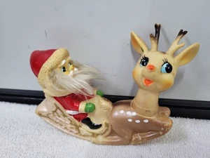 VINTAGE NINOHIRA JAPAN SANTA CLAUS & RUDOLPH ON SLEIGH CHRISTMAS DECORATION - Bild 1 von 12