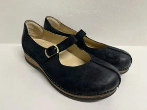 Dansko Mika Mary Jane Womens Size 41 Black Burnished Suede Comfort Buckle Strap - Picture 1 of 15