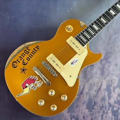 Mike Ness 1976 Deluxe LP electric guitar Aged Gold P90 pickup Chrome parts - Image 1 of 4