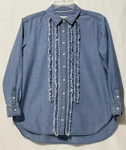 Camisa Anthropologie Pilcro & the Letterpress June Denim con Volantes con Botones XSP - Imagen 1 de 8