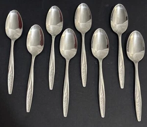 Radiant Rose Superior Textured TEASPOONS Stainless USA - Flatware ~ Lot of 8 - Picture 1 of 8