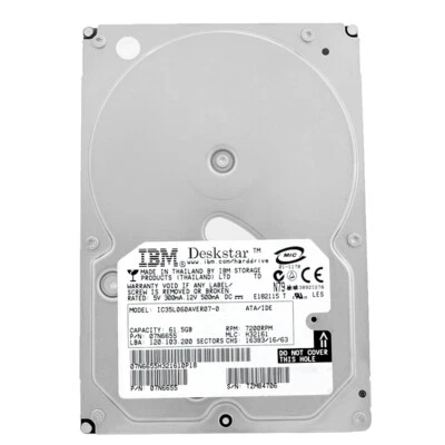 Disco Rigido IBM 61.5Gb IC35L060AVER07-0 2MB 7200Rpm Ata 3,5 " Pollici 07N6655 - Immagine 1 di 4