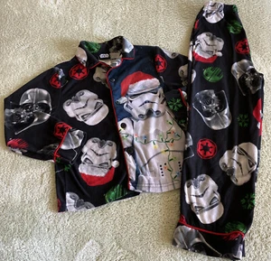 Star Wars Boys Black Darth Vader Storm Trooper Fleece Long Sleeve Pajamas 6 - Picture 1 of 8