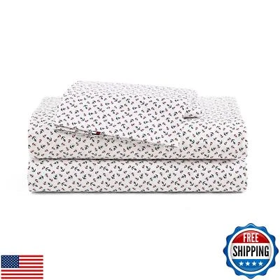 Tommy Hilfiger - Juego de sábanas, ropa de cama de algodón percal con fundas de almohada a juego, Foto 1 de 4