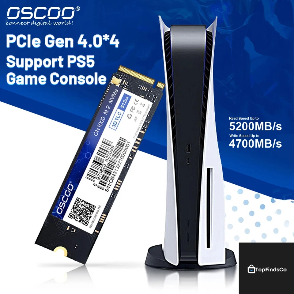 SSD OSCOO M.2 2280 PCIe Gen4 x4 - 512Go/1To/2To - Compatible PS5 Ultra Rapide - Immagine 1 di 4