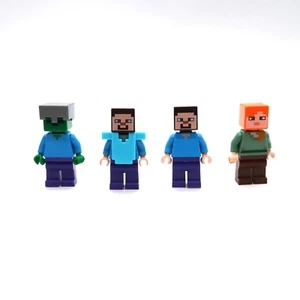 Lego Minecraft Minifigure Lot of 4 Steve Alex Zombie - Picture 1 of 16