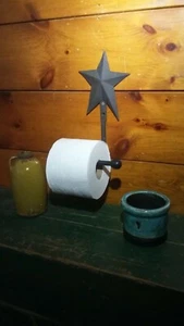 Forged Star Toilet Paper Holder, Black Wrought Iron, Wall Mounted - Picture 1 of 3