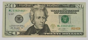 2013 Star Note $20.00 ML Serie RARE Crisp Twenty with A low back plate of #62 - Picture 1 of 3