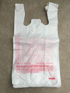 New 300ct Large 1/6 Thank You T-shirt Plastic Grocery Shopping Bags With Handle - Picture 1 of 3