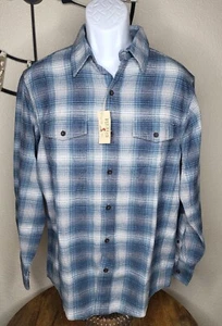 Red Head Brand Blue Plaid Flannel Shirt Cotton Men's Size M NWT - Picture 1 of 9