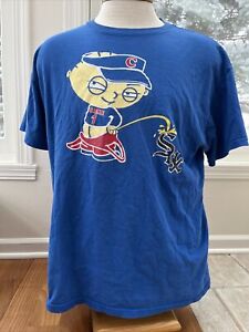 T-shirt vintage Chicago Cubs Stevie Peeing On blanc Sox bleu XL