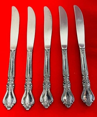 Lote de 5 Cuchillos Rogers Inoxidable 9" Rosa Dentada Floral Elegante Vintage Foto 1 de 4
