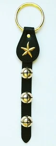 BLACK LEATHER STARFISH BELL STRAP WITH BRASS PLATED BELLS - Picture 1 of 1