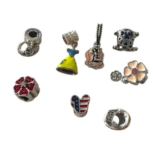 Lot 9 Disney Themed Bracelet European Charms Jewelry Making Vacation Princess - Picture 1 of 5