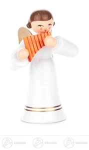 Engel mit Panflöte, langer Rock, farbig H=ca 6 cm NEU Weihnachtsfigur Holzfigur - Bild 1 von 1